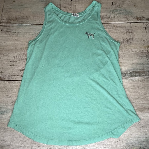 PINK Victoria's Secret Y2K Teal Sequin Bling Tank Top Size Small LOVE PINK - Picture 1 of 10